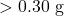 > 0.30\text{ g}