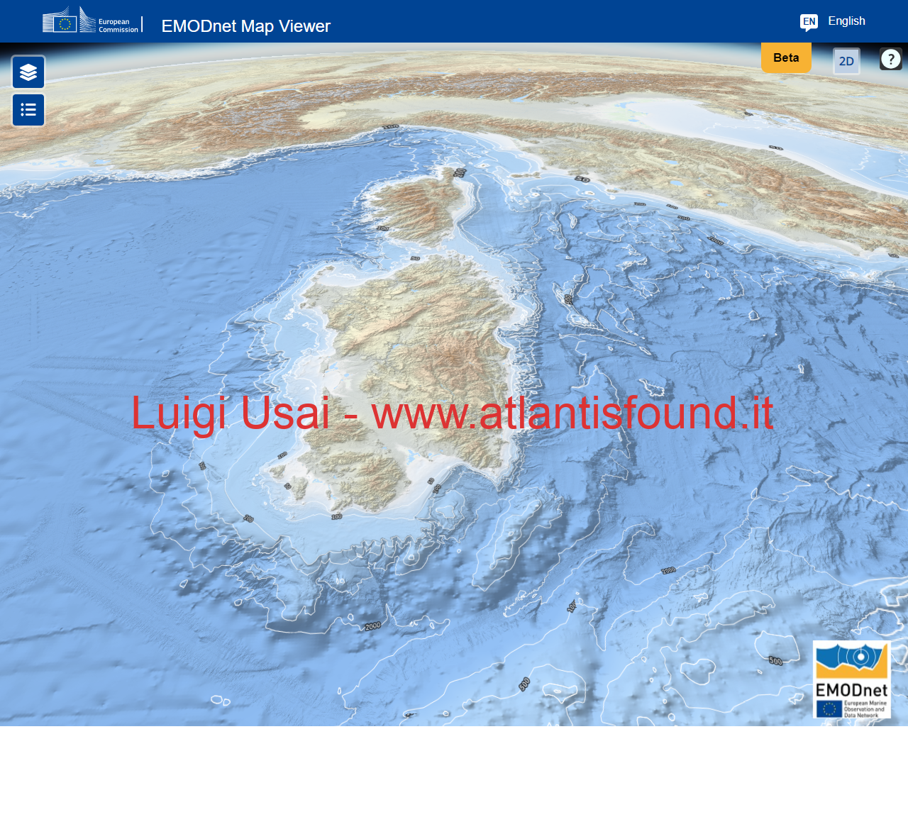 Batimetria 3D dell Oceano Atlantico Mesolitico oggi noto come Mar Mediterraneo