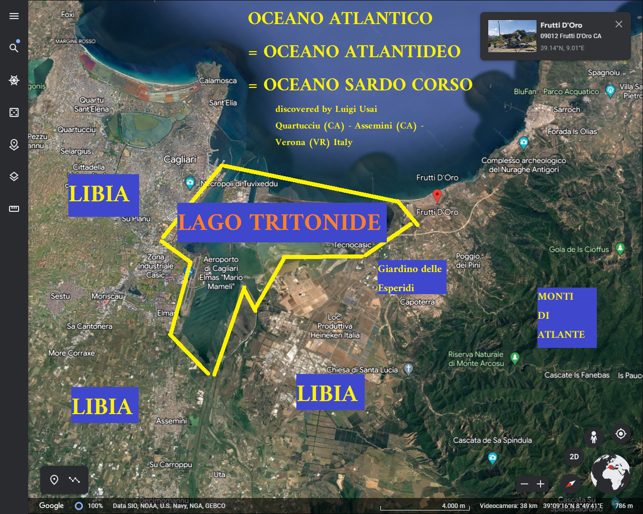 Le lac de tritonide mentionné dans la mythologie grecque antique est situé à Cagliari en Sardaigne