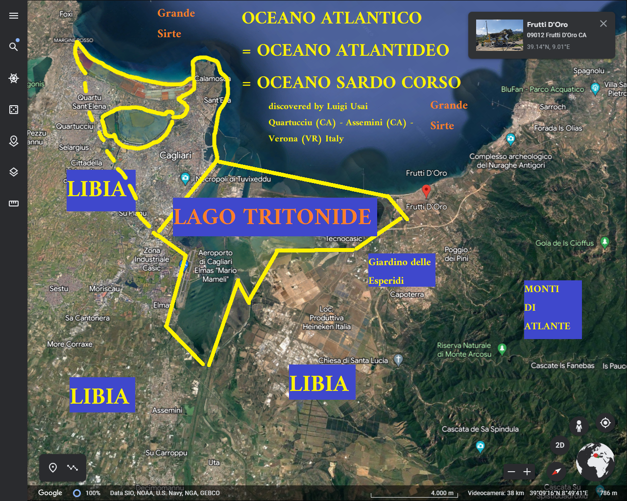 Tritonide lake, garden of the Hesperides, Sardinian Herodothean Libya, Atlas Mountains