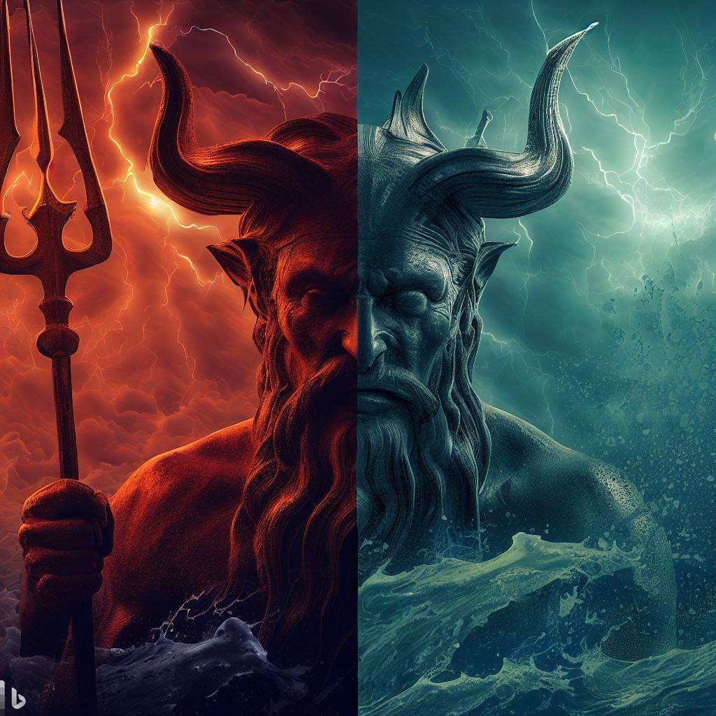 Christianization of Sardinian Corsican Atlantean symbolism: Poseidon, God of the Seas, becomes Satan, God of the Underworld