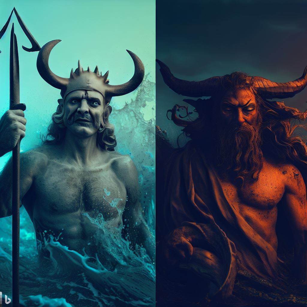 Christianization of Sardinian Corsican Atlantean symbolism: Poseidon, God of the Seas, becomes Satan, God of the Underworld