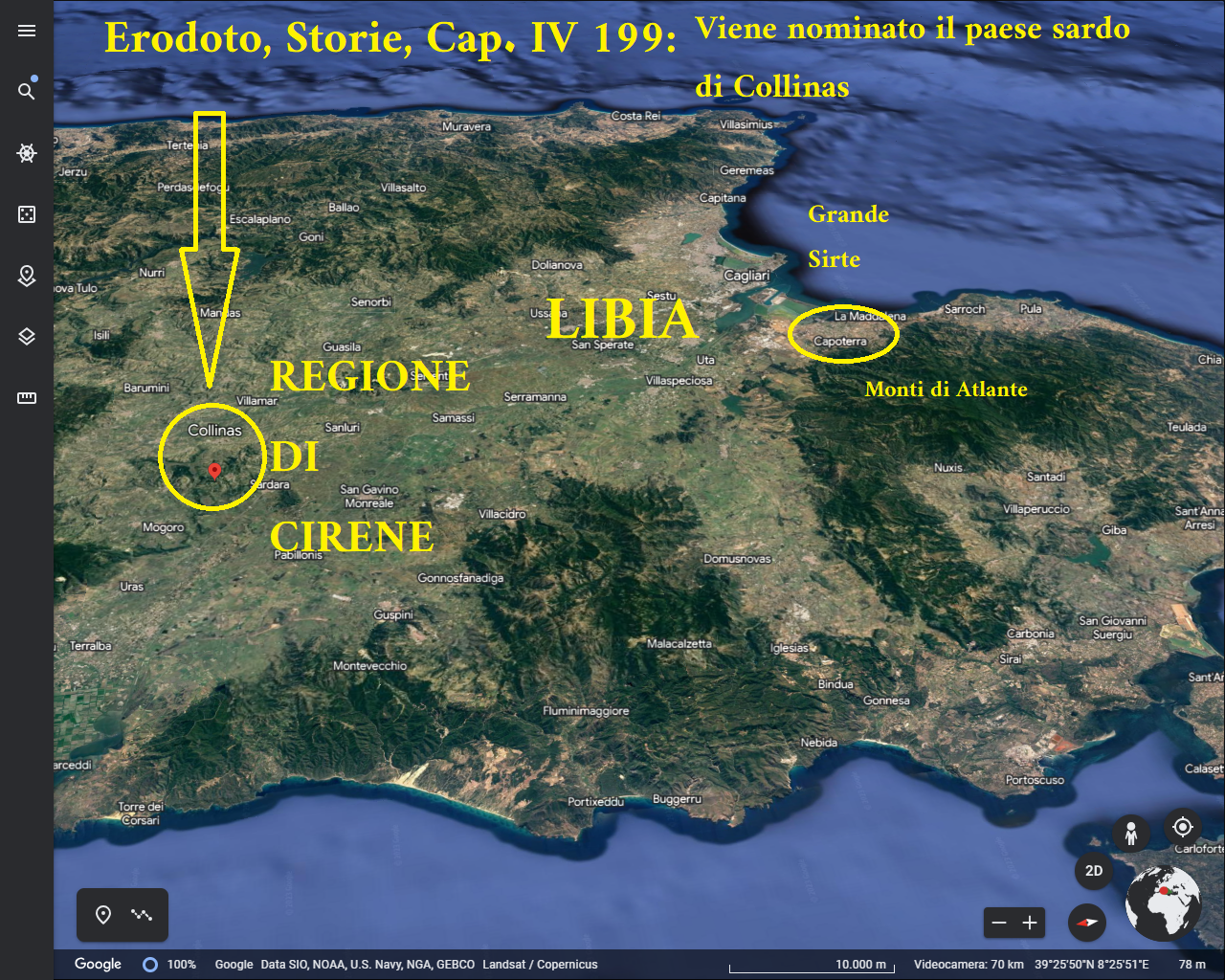 Erodoto parla della Sardegna nelle Storie al Capitolo IV e nomina il paese sardo di Collinas