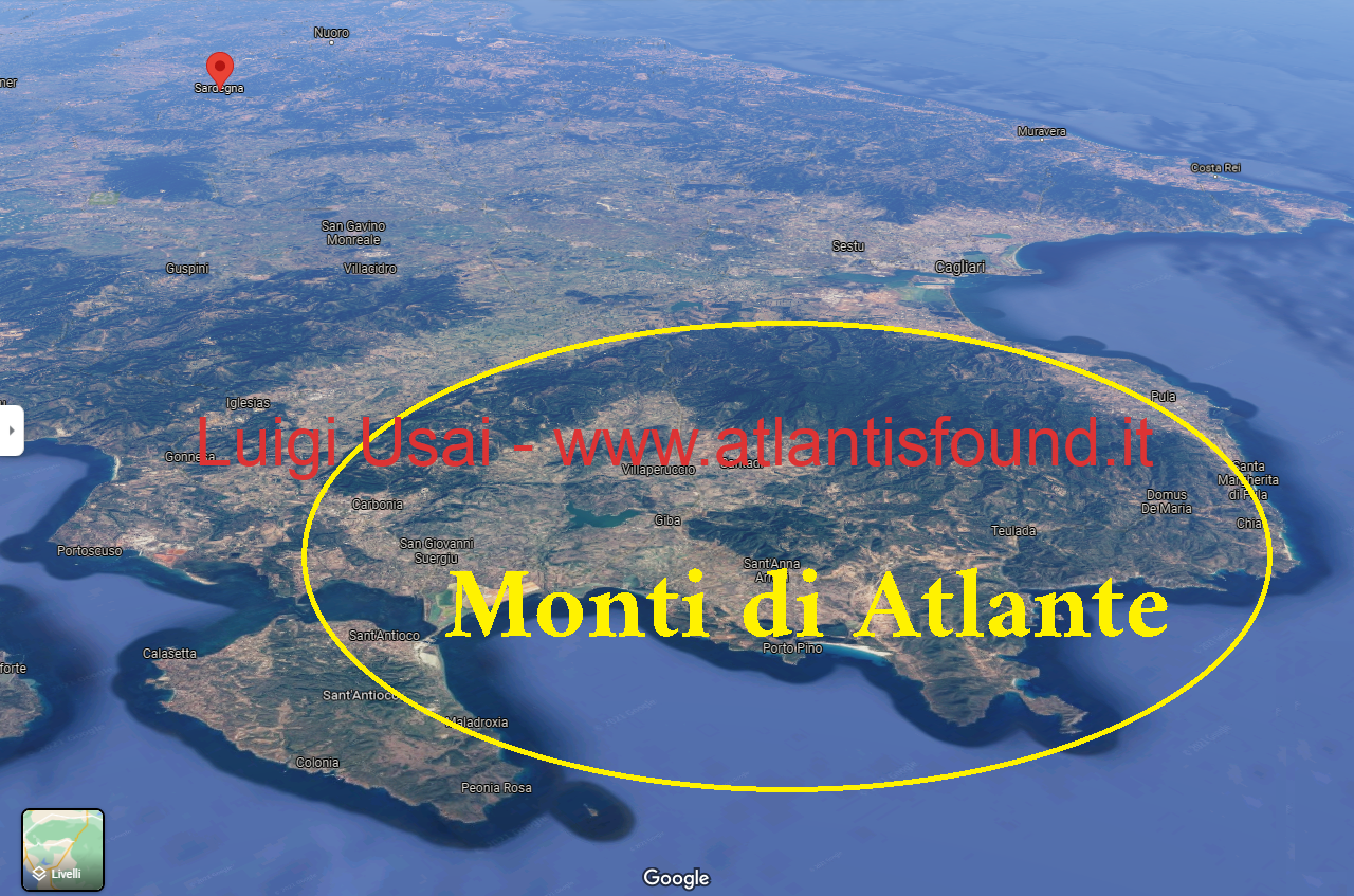Monti di Atlante, Figlio di Poseidone e primo re di Atlantide, oggi noti come Monti del Sulcis nell'attuale Sardegna.